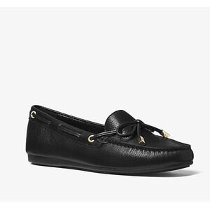 Michael‎ Kors Black Sutton Leather Moccasins Gold Accents Size 9M Driving Loafer